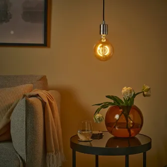 IKEA MOLNART Bec LED E27 150lm, glb sticla transparenta maro, 125 mm
