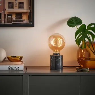 IKEA MOLNART Bec LED E27 150lm, glb sticla transparenta maro, 125 mm