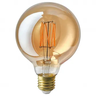 IKEA MOLNART Bec LED E27 150lm, glb sticla transparenta maro, 95 mm