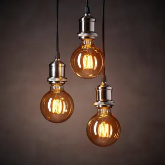 IKEA MOLNART Bec LED E27 150lm, glb sticla transparenta maro, 95 mm