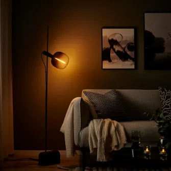 IKEA MOLNART Bec LED E27 200 lumeni, tubular negru/sticla transparenta, 185 mm