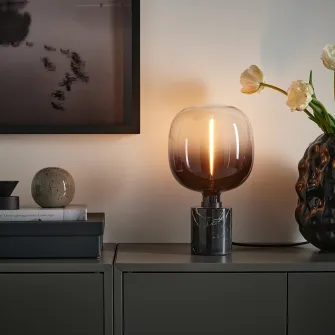 IKEA MOLNART Bec LED E27 200 lumeni, tubular negru/sticla transparenta, 185 mm