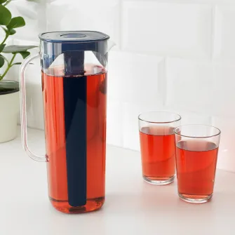 IKEA MOPPA Carafa cu capac, albastru inchis/transparent, 1.7 l