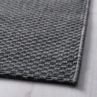 IKEA MORUM Covor tesatura plata, int/ext, gri inchis, 80x200 cm