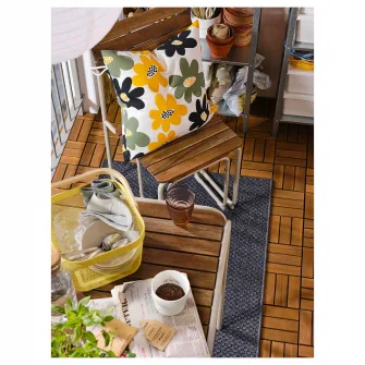 IKEA MORUM Covor tesatura plata, int/ext, gri inchis, 80x200 cm