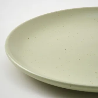 IKEA MOSSMAL Farfurie, buline/verde deschis, 22 cm