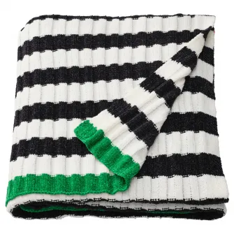 IKEA MOSSMOTT Patura, negru/alb, 130x170 cm