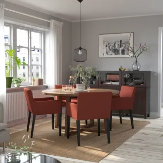 IKEA MÅRENÄS Scaun cu brate, negru/Gunnared rosu-maro