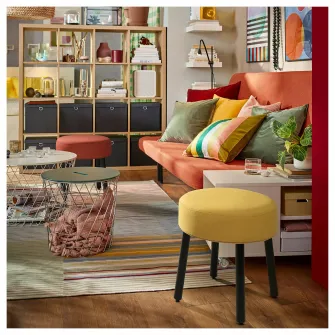 IKEA MÖRTFORS Pouf, Diseröd galben inchis, 47x47 cm