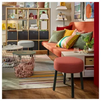 IKEA MÖRTFORS Pouf, Diseröd rosu, 47x47 cm