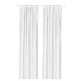 IKEA MÄSTERROT Draperii, 2buc, alb alb/grila rjns, 145x300 cm