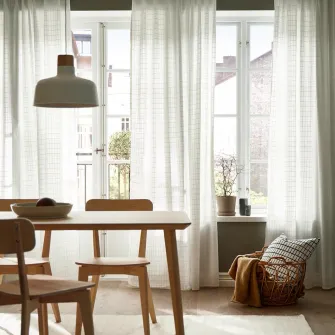 IKEA MÄSTERROT Draperii, 2buc, alb alb/grila rjns, 145x300 cm