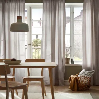 IKEA MÄSTERROT Draperii, 2buc, bej/alb buline/rjns, 145x300 cm