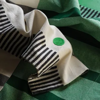 IKEA MÄVINN Draperii, 2buc, negru/alb/dunga verde, 110x300 cm