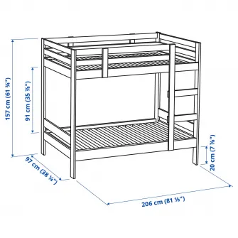 IKEA MYDAL Cadru pat suprapus, alb, 90x200 cm