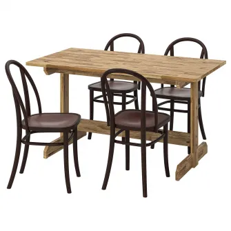 IKEA NACKANÄS / SKOGSBO Masa + 4 scaune, acacia/maro-i, 140 cm