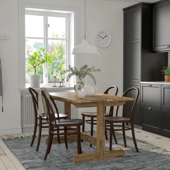 IKEA NACKANÄS / SKOGSBO Masa + 4 scaune, acacia/maro-i, 140 cm