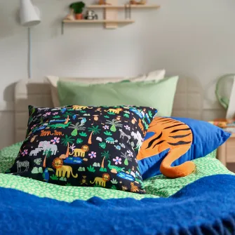 IKEA NATTHÄGER Fata de perna, multicolor/jungla, 50x50 cm
