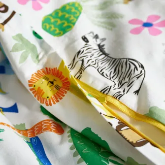 IKEA NATTHÄGER Husa pilota+fata perna, multicolor/jungla, 150x200/50x60 cm