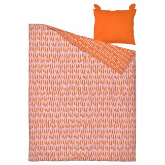 IKEA NATTHÄGER Husa pilota+fata perna, portocaliu/tigru, 150x200/50x60 cm
