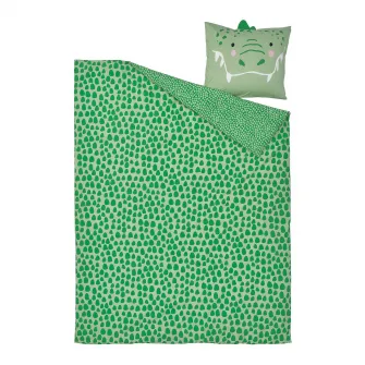 IKEA NATTHÄGER Husa pilota+fata perna, verde/crocodil, 150x200/50x60 cm
