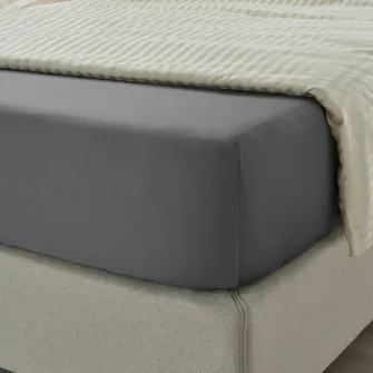 IKEA NATTJASMIN Cearsaf cu elastic, gri inchis, 160x200 cm