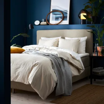 IKEA NATTJASMIN Husa pilota+fata perna, bej deschis, 150x200/50x60 cm