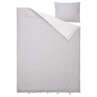 IKEA NATTSLÄNDA Husa pilota+fata perna, model floral gri/alb, 150x200/50x60 cm
