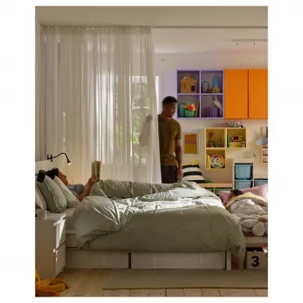 IKEA ÄNGSFRYLE Perdea, 1buc, alb/rjns, 300x300 cm