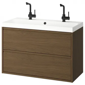 IKEA ÄNGSJÖN / BACKSJÖN Masca+sertare/lavoare/baterii, maro aspect stejar, 100x48x69 cm
