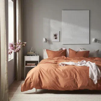 IKEA ÄNGSLILJA Husa pilota+2 fete perna, rosu-maro, 200x200/50x60 cm
