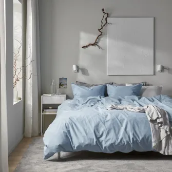 IKEA ÄNGSLILJA Husa pilota+fata perna, albastru-gri, 150x200/50x60 cm
