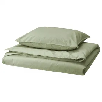 IKEA ÄNGSLILJA Husa pilota+fata perna, gri-verde, 150x200/50x60 cm
