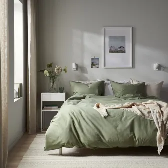 IKEA ÄNGSLILJA Husa pilota+fata perna, gri-verde, 150x200/50x60 cm