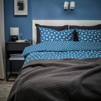 IKEA ÄNGSNEJLIKA Husa pilota+fata perna, albastru inchis/bleu, 150x200/50x60 cm