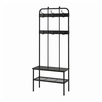 IKEA NIPÅSEN Cuier+banca pantofi, negru, 190x35x79 cm