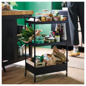 IKEA NISSAFORS Carucior, negru, 50.5x30x83 cm