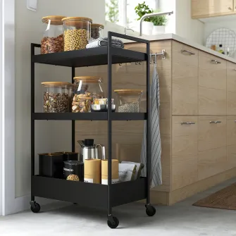 IKEA NISSAFORS Carucior, negru, 50.5x30x83 cm