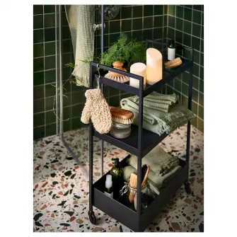 IKEA NISSAFORS Carucior, negru, 50.5x30x83 cm