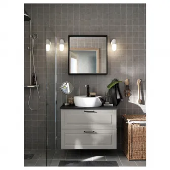 IKEA NISSEDAL Oglinda, negru, 65x65 cm