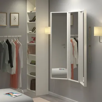 IKEA NISSEDAL Combinatie cu oglinda, alb, 130x150 cm