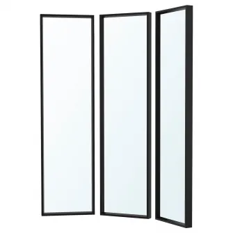 IKEA NISSEDAL Combinatie cu oglinda, negru, 130x150 cm