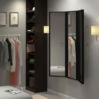 IKEA NISSEDAL Combinatie cu oglinda, negru, 130x150 cm