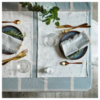 IKEA NISSÖGA Fata de masa, albastru, 145x240 cm