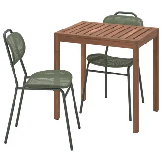 IKEA NÄMMARÖ / ENSHOLM Masa + 2 scaune, exterior maro deschis vopsit/verde, 75 cm