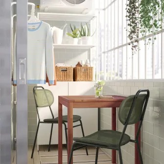 IKEA NÄMMARÖ / ENSHOLM Masa + 2 scaune, exterior maro deschis vopsit/verde, 75 cm