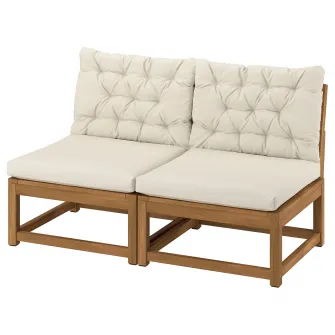 IKEA NÄMMARÖ Canapea modulara 2 locuri, exterior, maro deschis vopsit/Kuddarna gri deschis-bej
