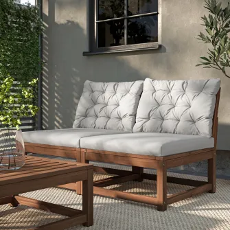 IKEA NÄMMARÖ Canapea modulara 2 locuri, exterior, maro deschis vopsit/Kuddarna gri deschis-bej