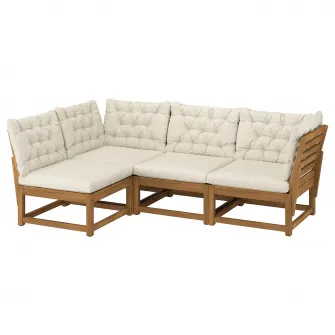 IKEA NÄMMARÖ Coltar modular, 3 locuri, exterior maro deschis vopsit/Kuddarna gri deschis-bej