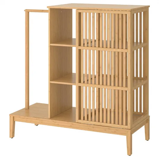 IKEA NORDKISA Dulap deschis cu usa glisanta, bambus, 120x123 cm
